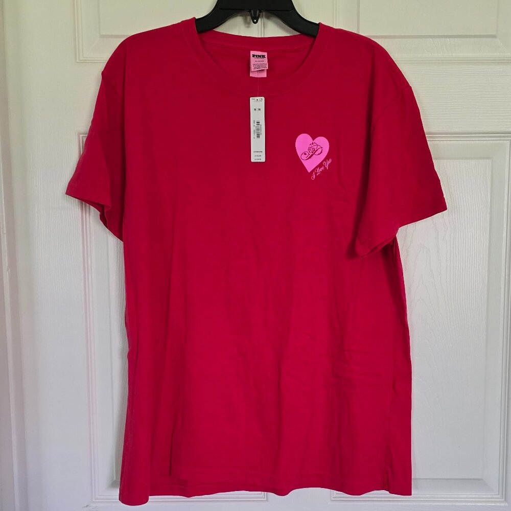 NWT VS PINK M Red Love You / Love You Not short sleeve tee